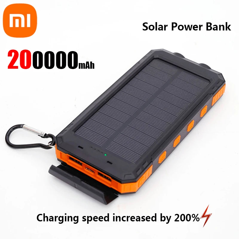 200000mAh Solar Power Bank Portable Large Capacity Charger