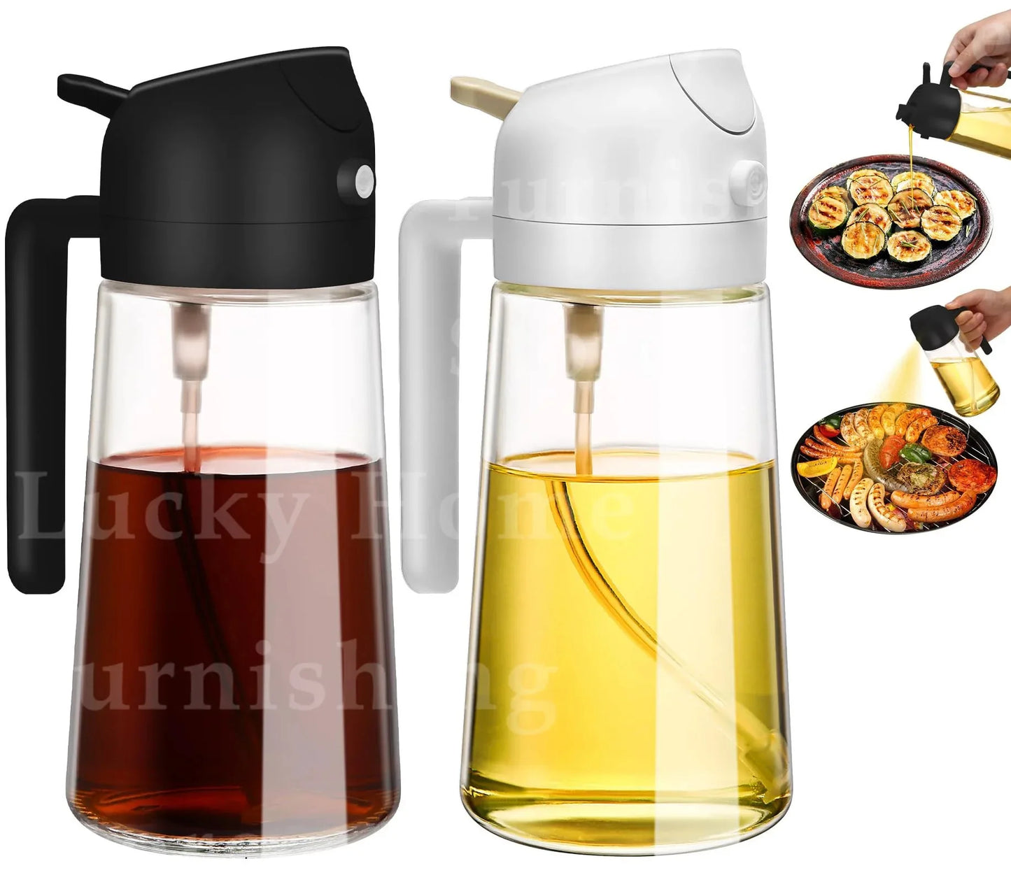 2in1 Oil Dispenser Bottle 500ml Plastic Oil Sprayer Cooking