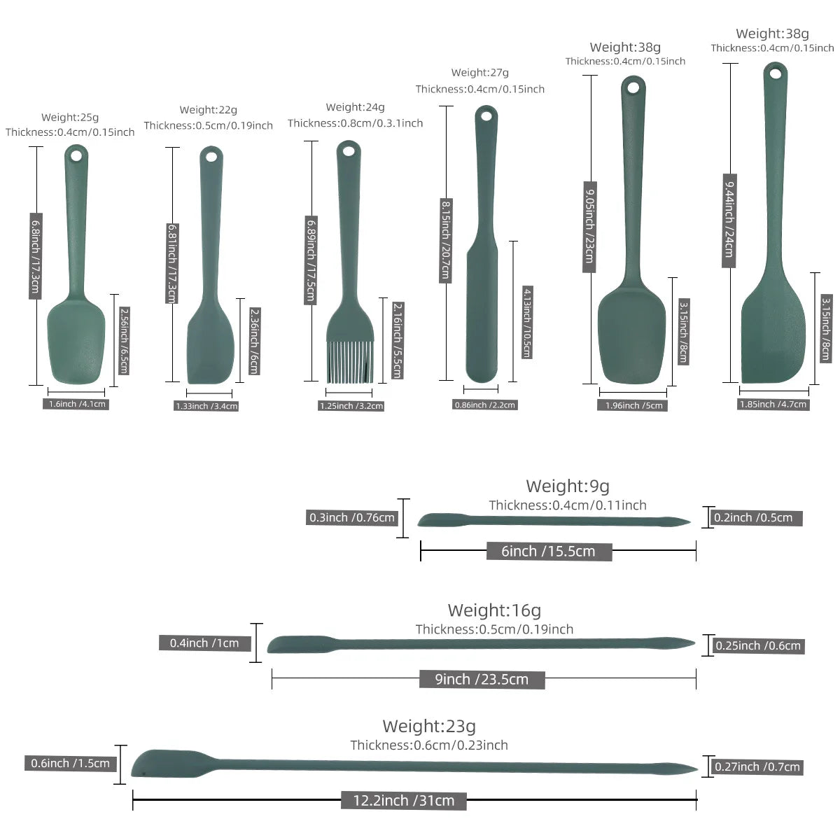 6/9 Pieces Silicone Bakeware Spatula Set Food Grade Non Stick Heat Resistant Spatulas