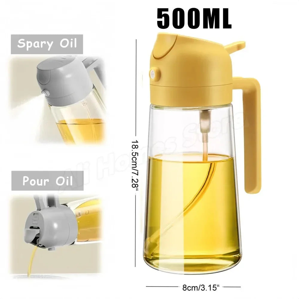 2in1 Oil Dispenser Bottle 500ml Plastic Oil Sprayer Cooking