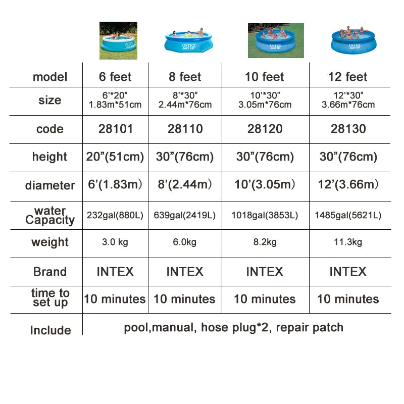 INTEX 6 8 10 feet summer swimming pool adult inflatable ring pool