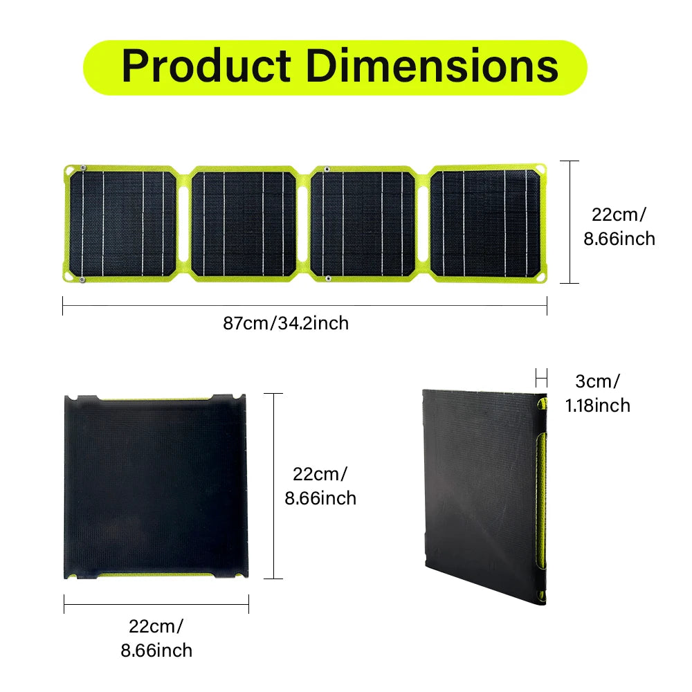 2000W Flexible Solar panel 5V 9V 12V Portable battery USB A C DC Solar