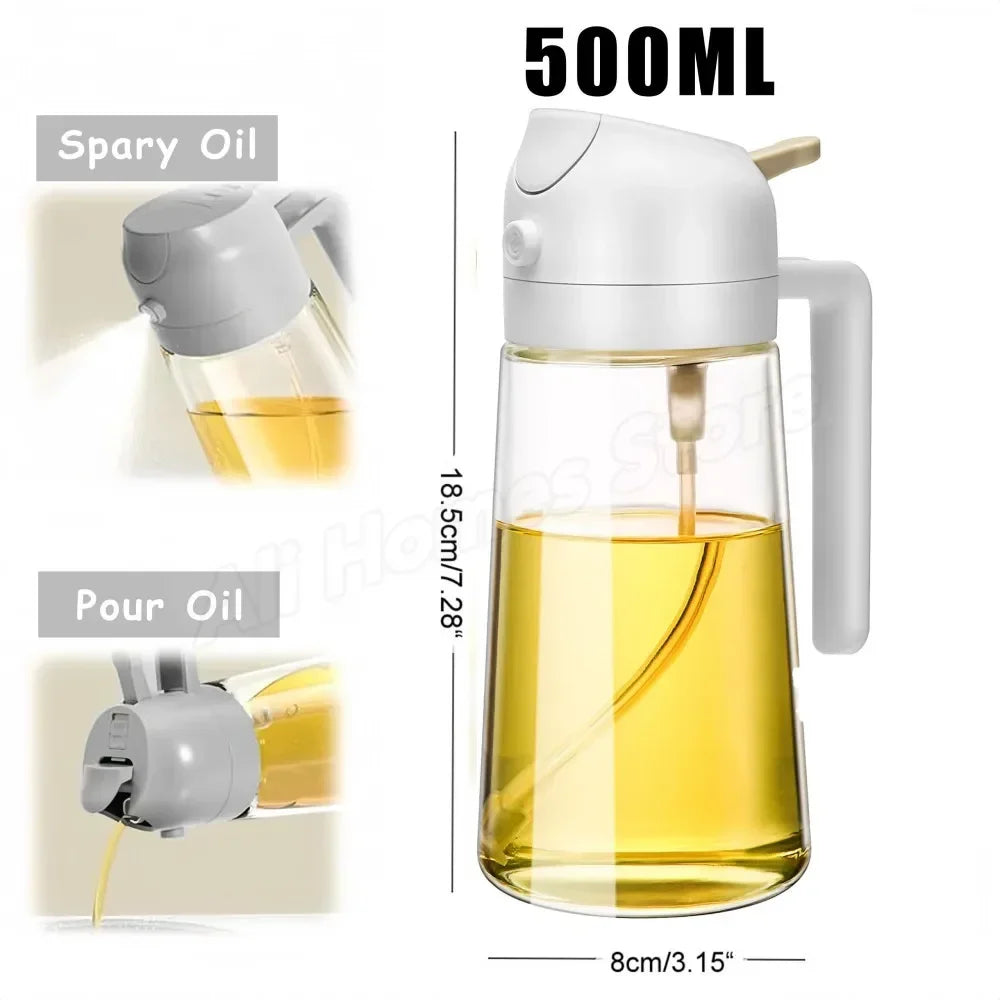 2in1 Oil Dispenser Bottle 500ml Plastic Oil Sprayer Cooking