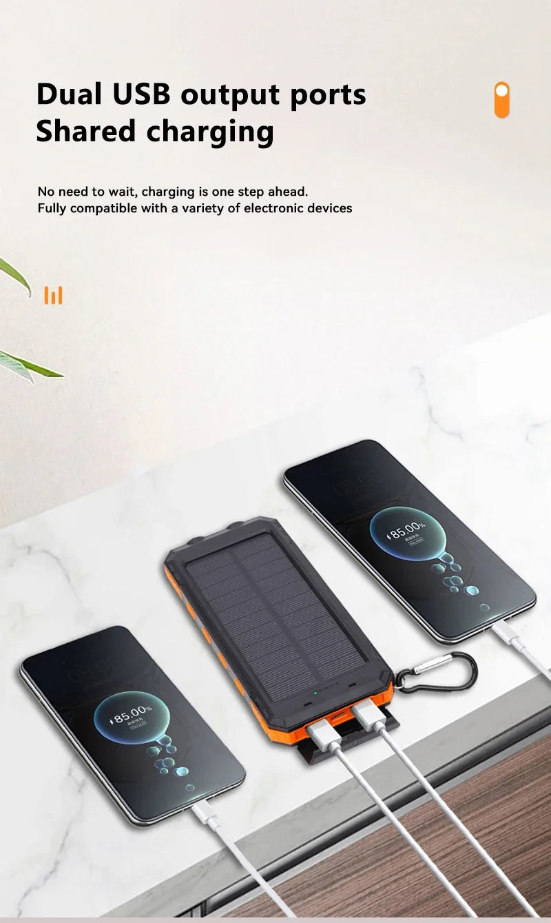 200000mAh Solar Power Bank Portable Large Capacity Charger