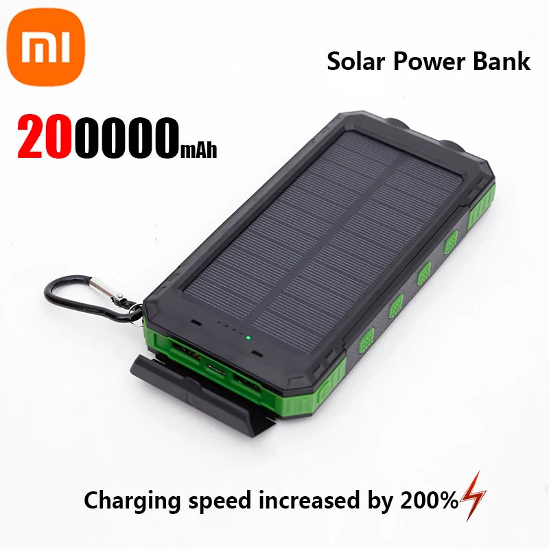 200000mAh Solar Power Bank Portable Large Capacity Charger
