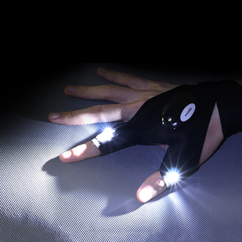 Half-finger Fishing Gloves Led Flashlight Waterproof Flashlight