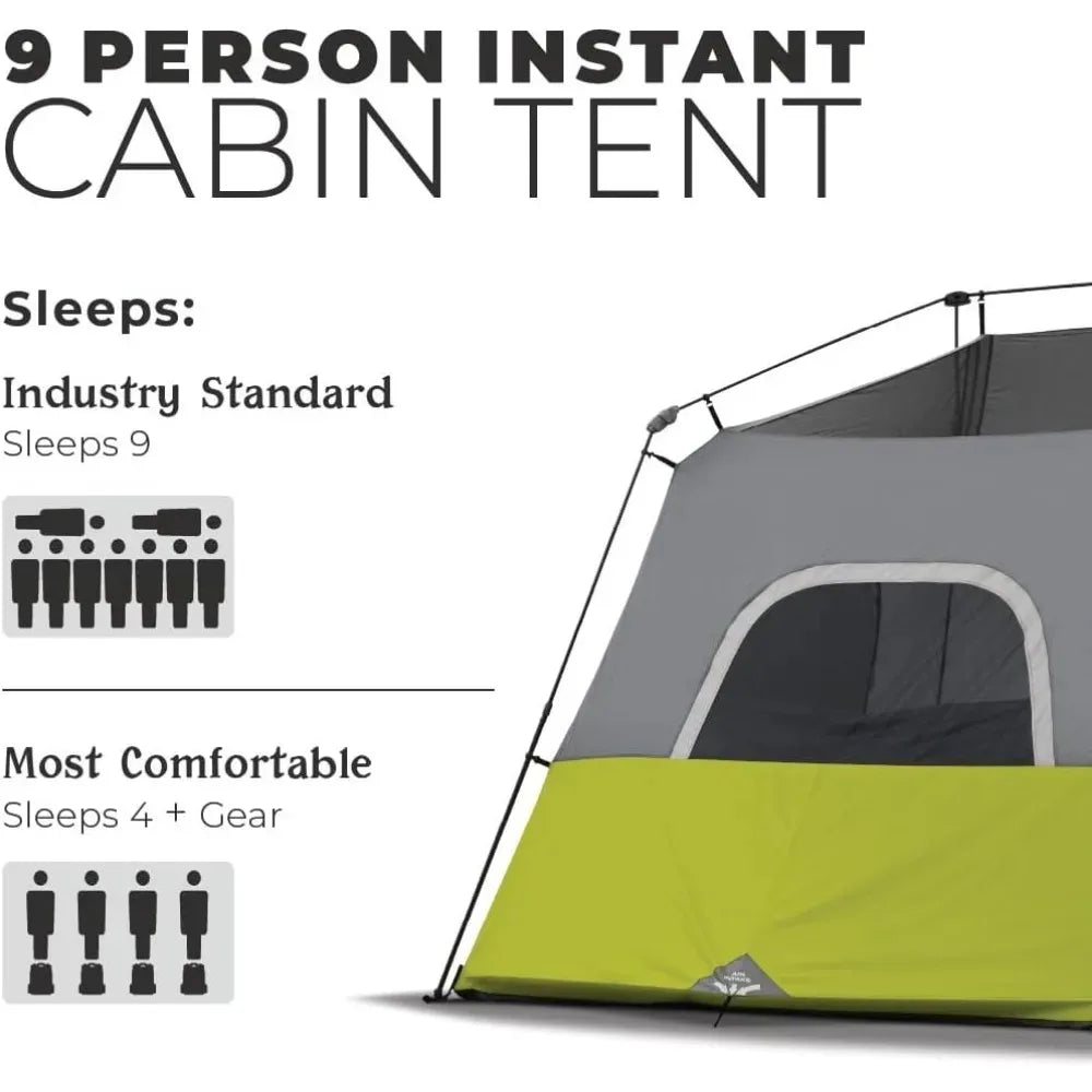 9 Person Instant Cabin Tent - 14' x 9', Green