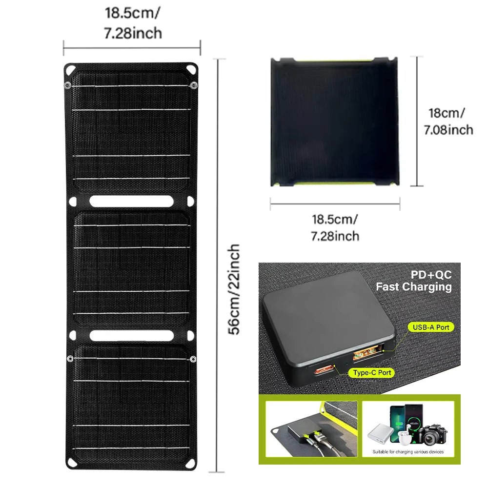 2000W Flexible Solar panel 5V 9V 12V Portable battery USB A C DC Solar