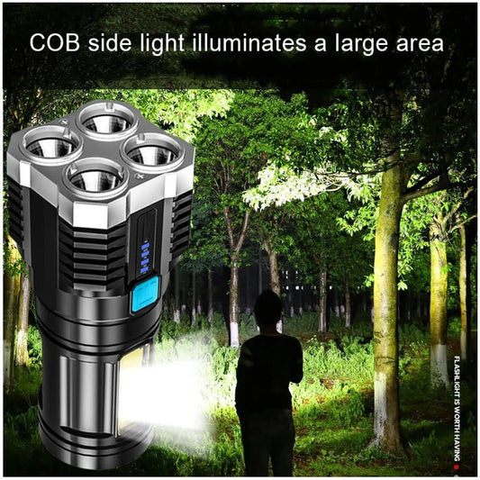 High Power LED Flashlights Camping Torch With 4 Lamp Beads