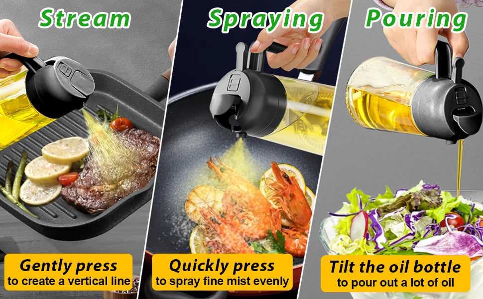 2in1 Oil Dispenser Bottle 500ml Plastic Oil Sprayer Cooking