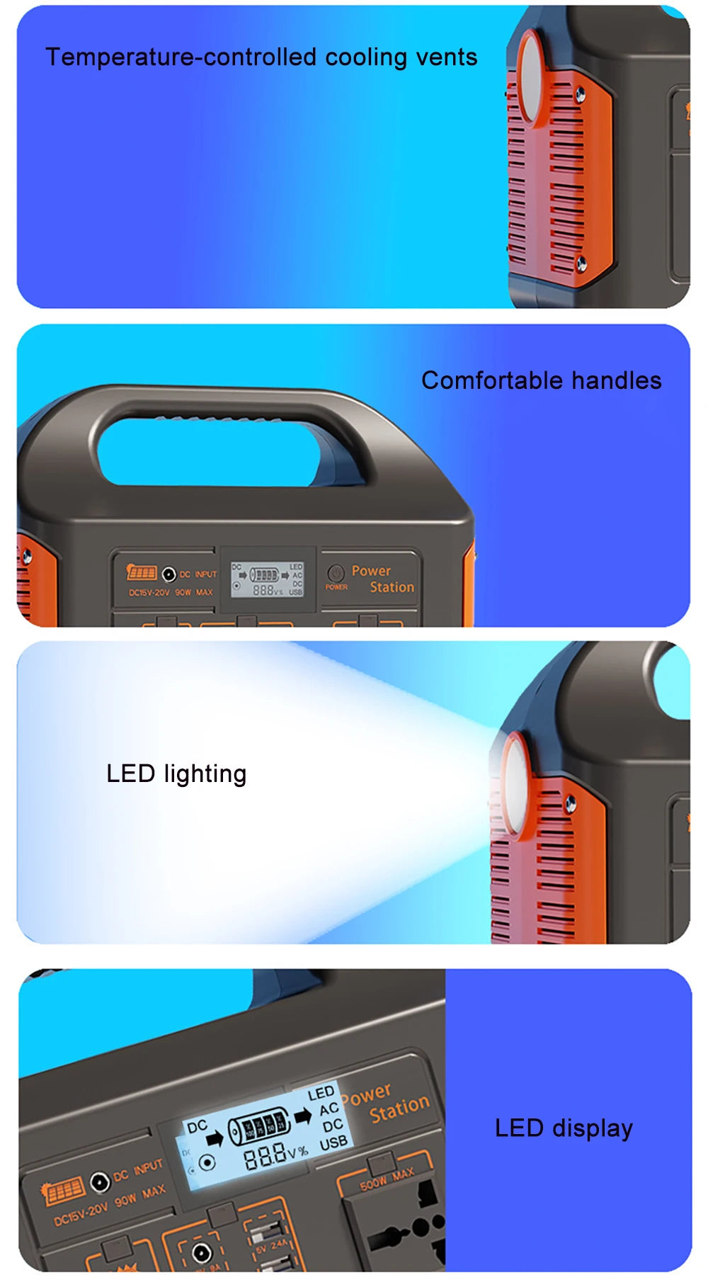 500W Solar Power Station 110V 220V Solar Generator