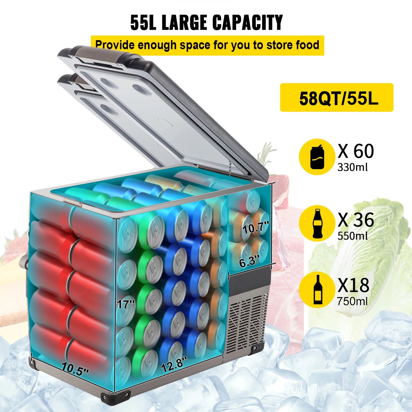 Car Refrigerator Mini Fridge 12/24V DC 110-240V