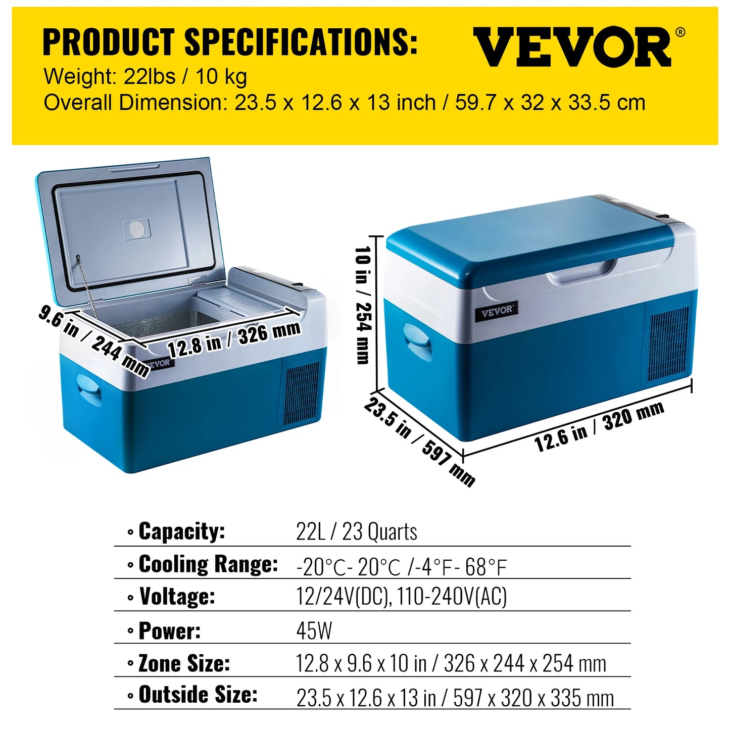 Car Refrigerator Mini Fridge 12/24V DC 110-240V