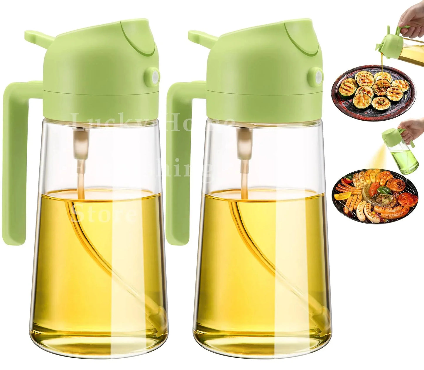 2in1 Oil Dispenser Bottle 500ml Plastic Oil Sprayer Cooking