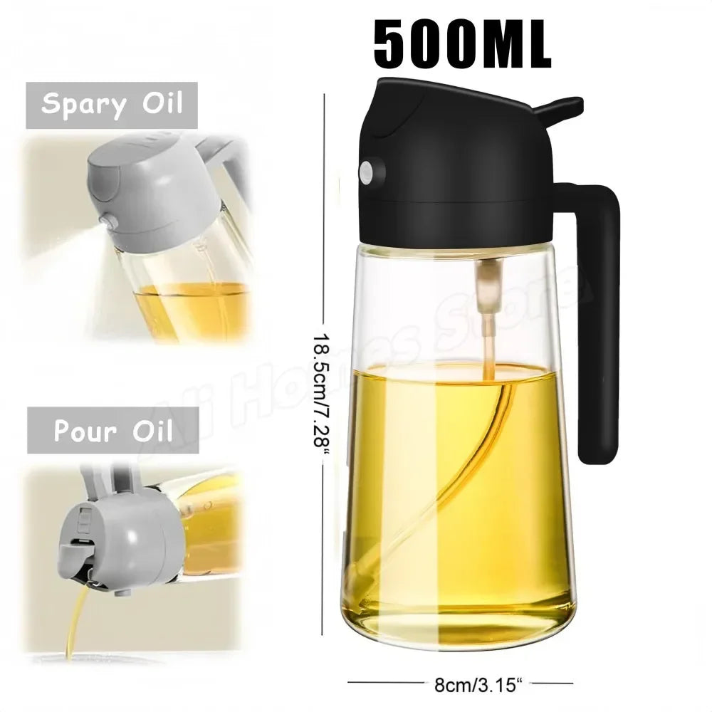 2in1 Oil Dispenser Bottle 500ml Plastic Oil Sprayer Cooking