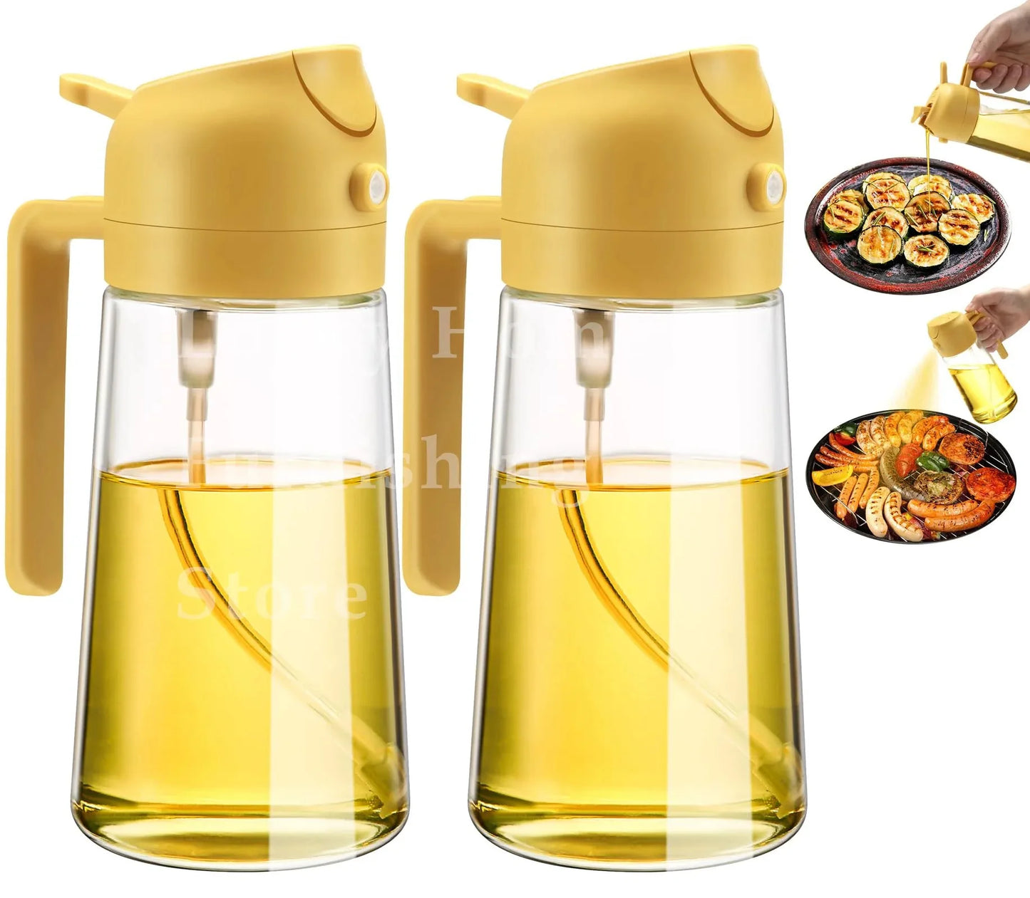 2in1 Oil Dispenser Bottle 500ml Plastic Oil Sprayer Cooking