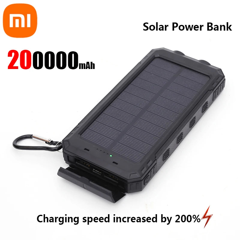 200000mAh Solar Power Bank Portable Large Capacity Charger