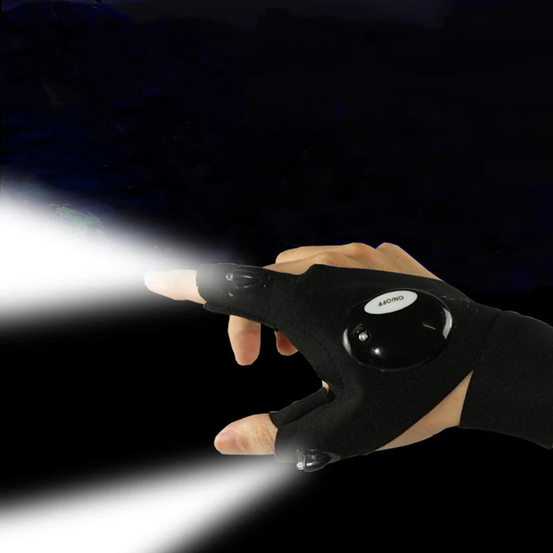 Half-finger Fishing Gloves Led Flashlight Waterproof Flashlight