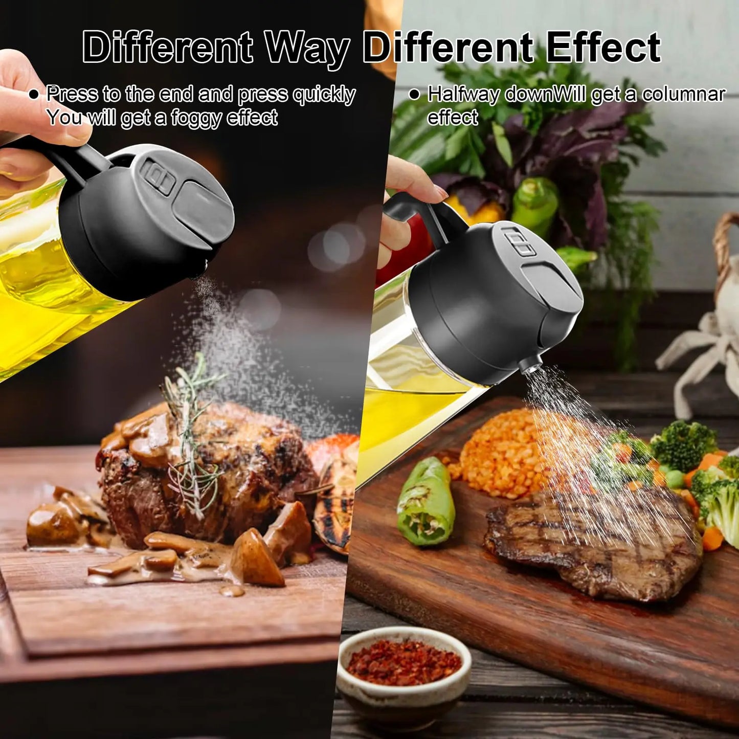 2in1 Oil Dispenser Bottle 500ml Plastic Oil Sprayer Cooking