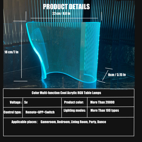 Curved RGB Mood Lamp- Modern Ambient Lighting for Bedrooms & Desk